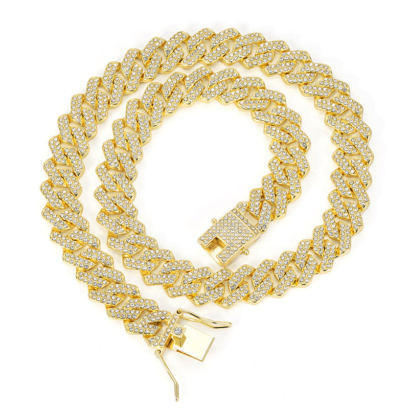 14mm Diamond Cuban Link High Quality Zinc Alloy Necklace Unisex HipHop