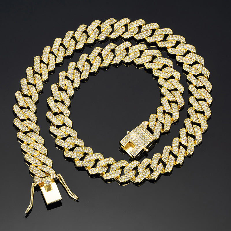 14mm Diamond Cuban Link High Quality Zinc Alloy Necklace Unisex HipHop