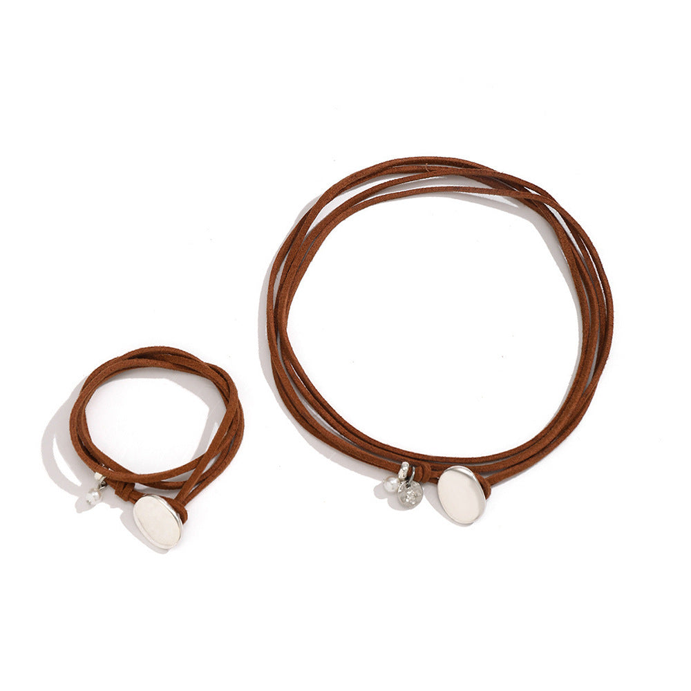 European fashion double layer necklace Korean velvet vintage choker