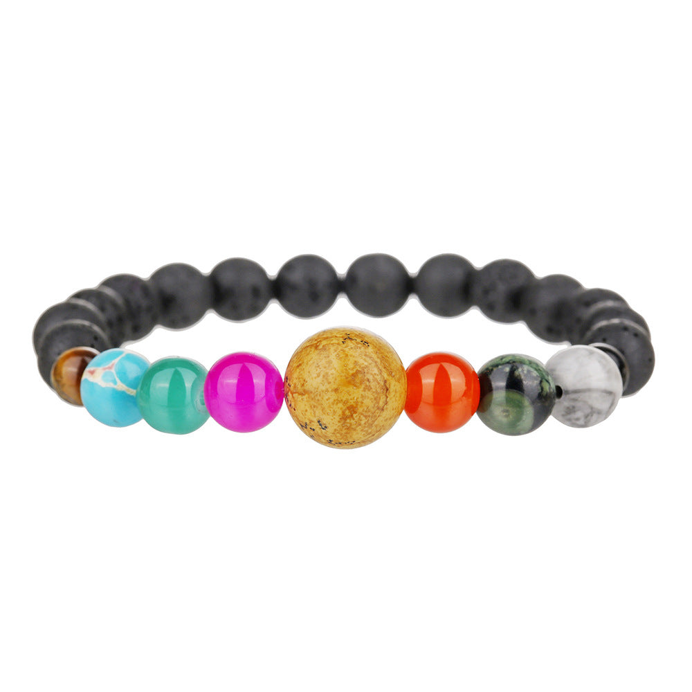 Cosmic Planet Elastic Bracelet Couple Galaxy Volcanic Beads