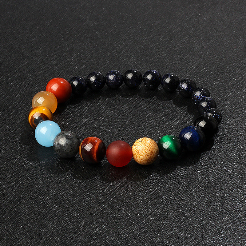 Cosmic Planet Elastic Bracelet Couple Galaxy Volcanic Beads