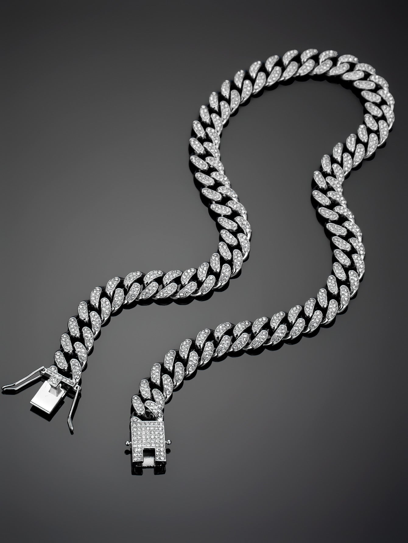 13mm Cuban Chain High-Quality Alloy Inlaid Diamond Necklace Unisex Bracelet European and American Hip-Hop Jewelry