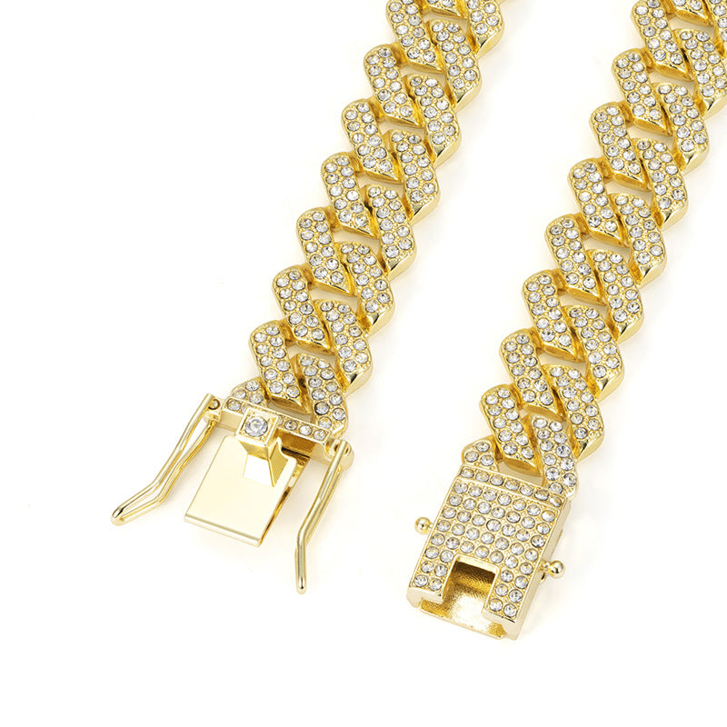 14mm Diamond Cuban Link High Quality Zinc Alloy Necklace Unisex HipHop