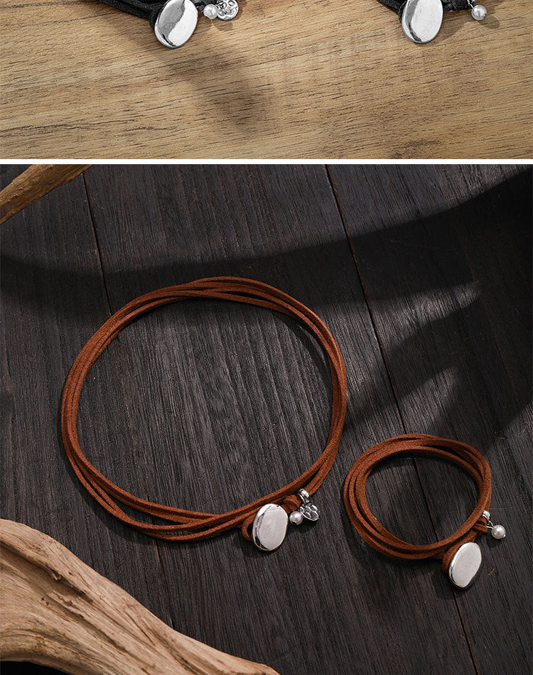 European fashion double layer necklace Korean velvet vintage choker