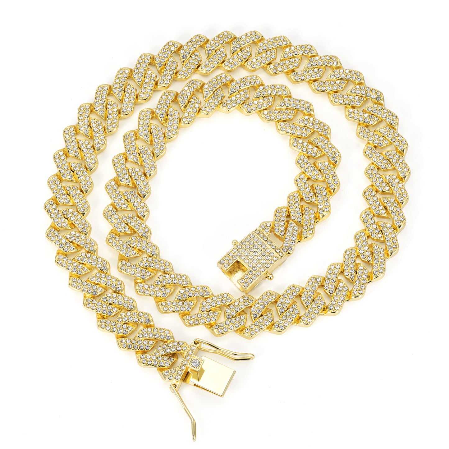 14mm Diamond Cuban Link High Quality Zinc Alloy Necklace Unisex HipHop