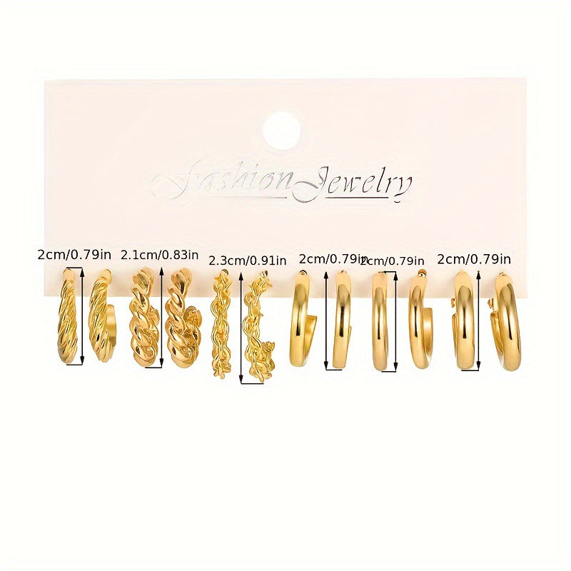 Popular European American Metal Cube Geometric Earrings Set