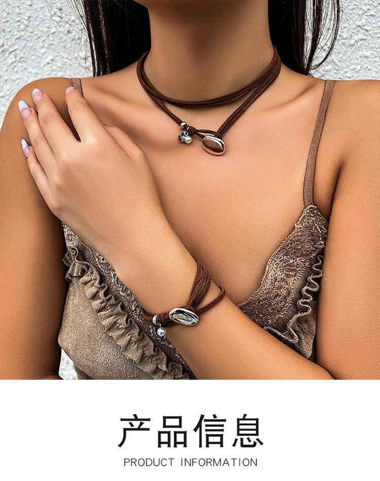 European fashion double layer necklace Korean velvet vintage choker