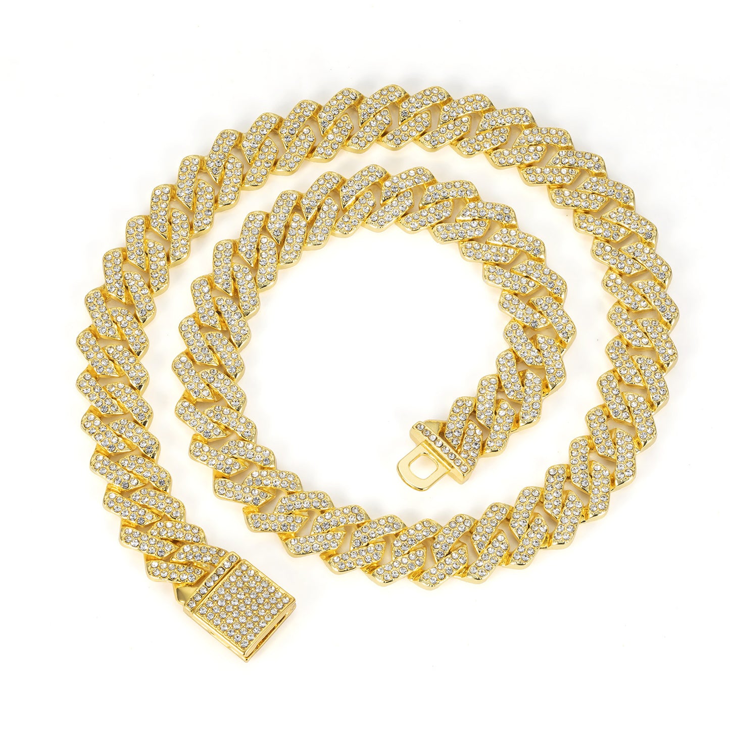 14mm Diamond Cuban Link High Quality Zinc Alloy Necklace Unisex HipHop