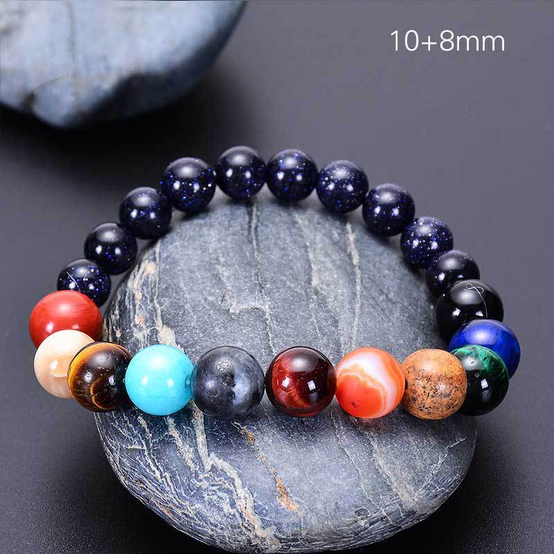 Cosmic Planet Elastic Bracelet Couple Galaxy Volcanic Beads