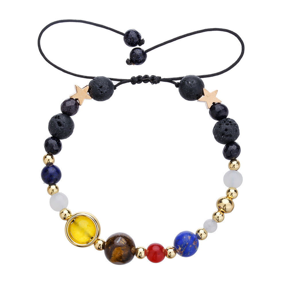 Cosmic Planet Elastic Bracelet Couple Galaxy Volcanic Beads