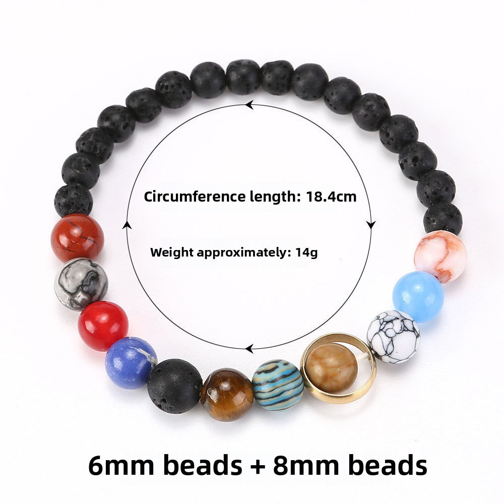 Cosmic Planet Elastic Bracelet Couple Galaxy Volcanic Beads