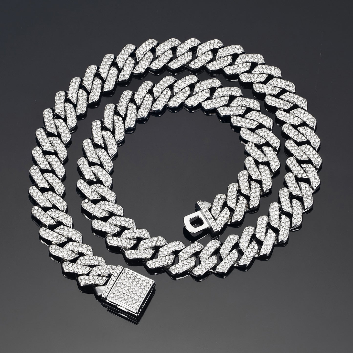 14mm Diamond Cuban Link High Quality Zinc Alloy Necklace Unisex HipHop