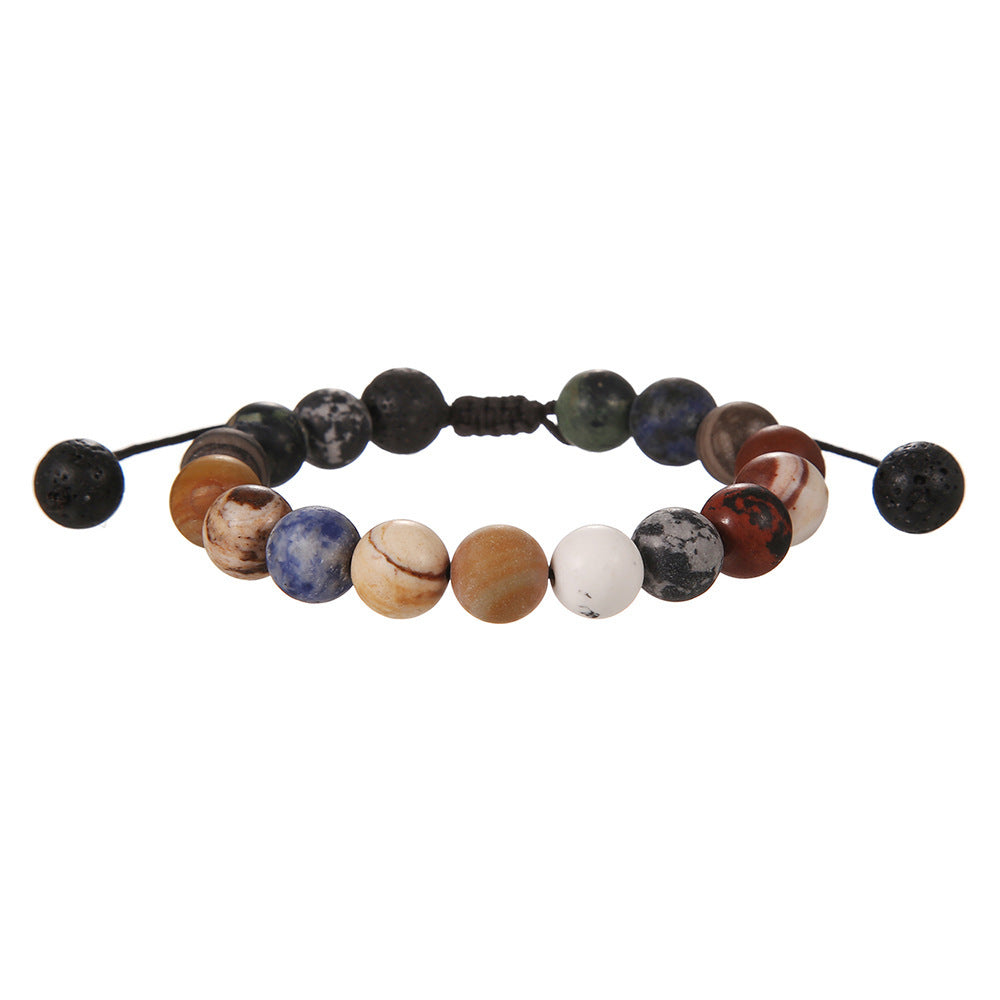 Cosmic Planet Elastic Bracelet Couple Galaxy Volcanic Beads