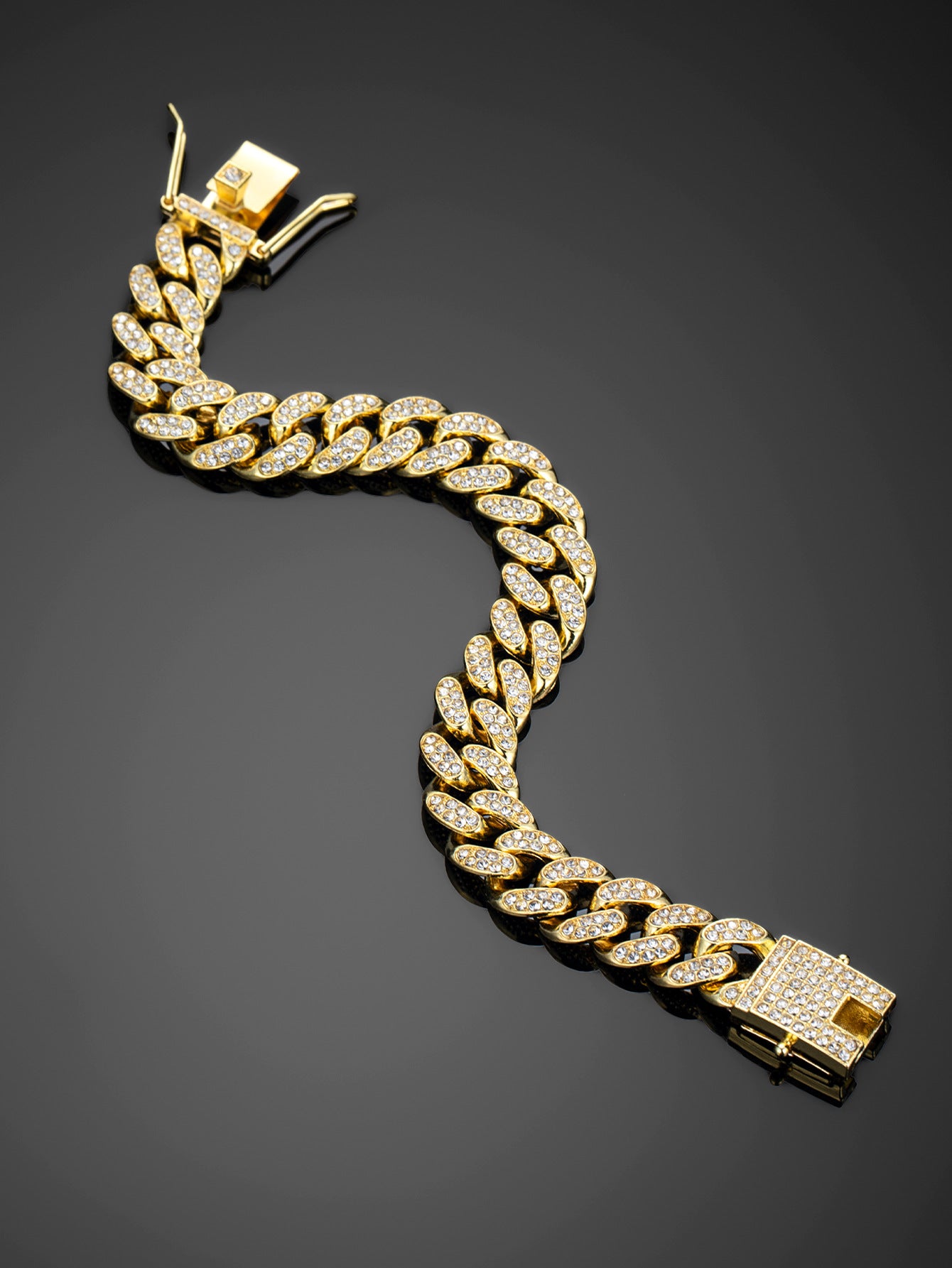 13mm Cuban Chain High-Quality Alloy Inlaid Diamond Necklace Unisex Bracelet European and American Hip-Hop Jewelry