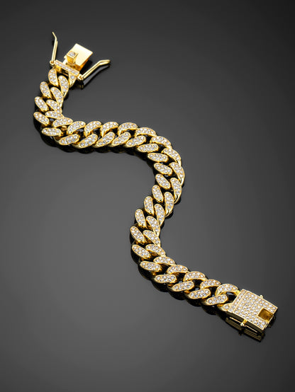 13mm Cuban Chain High-Quality Alloy Inlaid Diamond Necklace Unisex Bracelet European and American Hip-Hop Jewelry