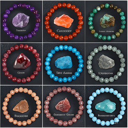 8mm Sunstone Beaded Bracelet Handcrafted Agate Crystal Jewelry