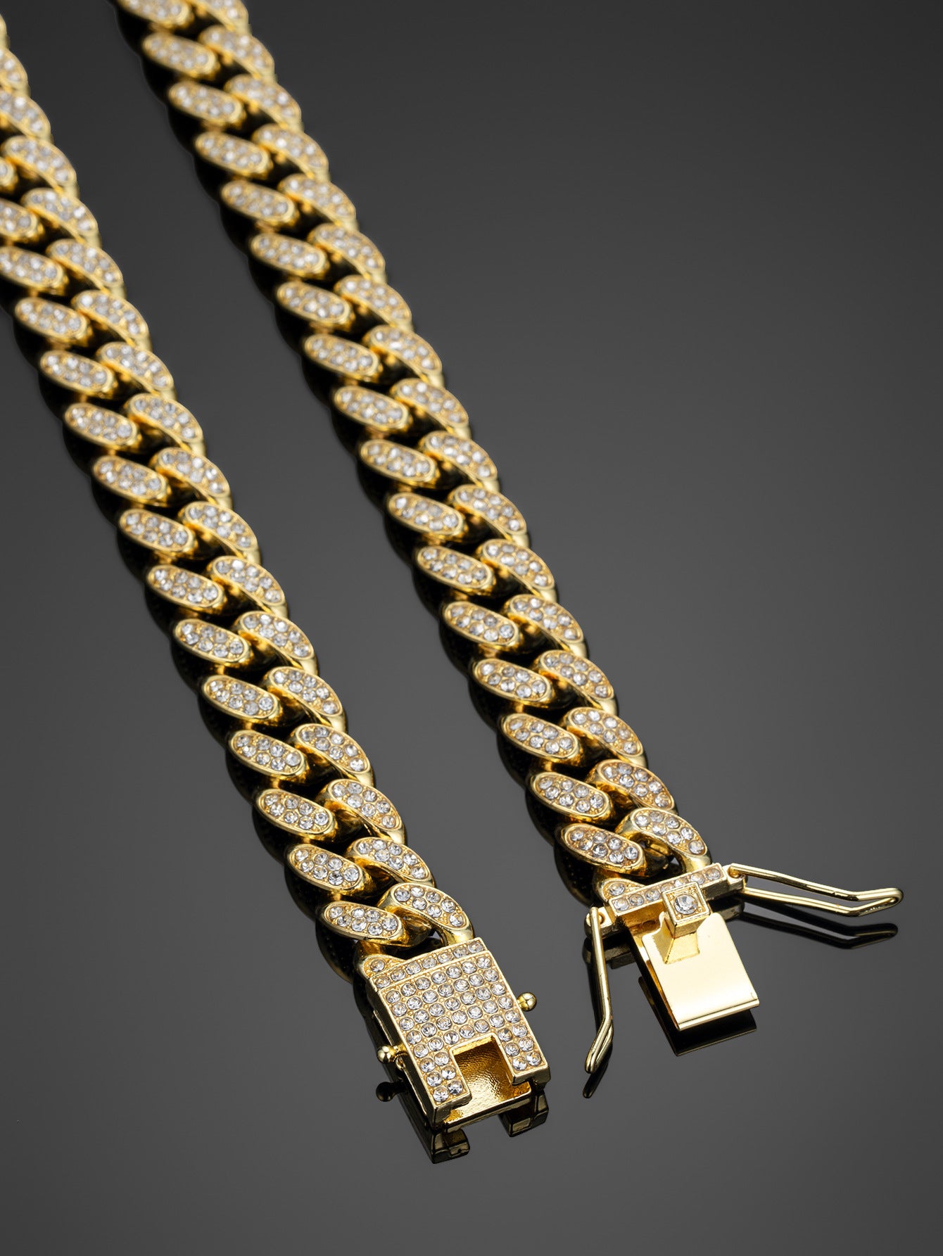 13mm Cuban Chain High-Quality Alloy Inlaid Diamond Necklace Unisex Bracelet European and American Hip-Hop Jewelry