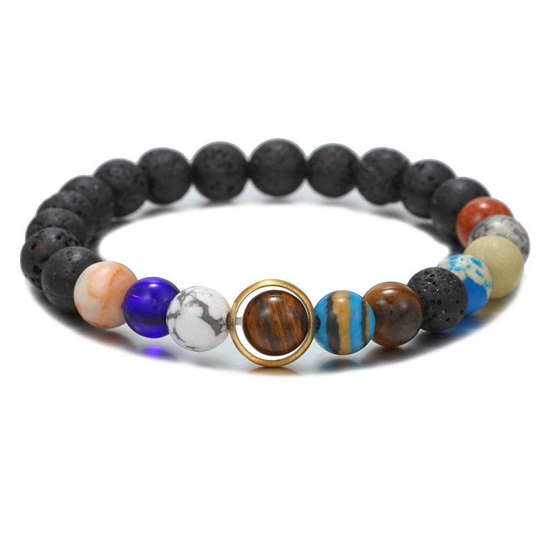 Cosmic Planet Elastic Bracelet Couple Galaxy Volcanic Beads