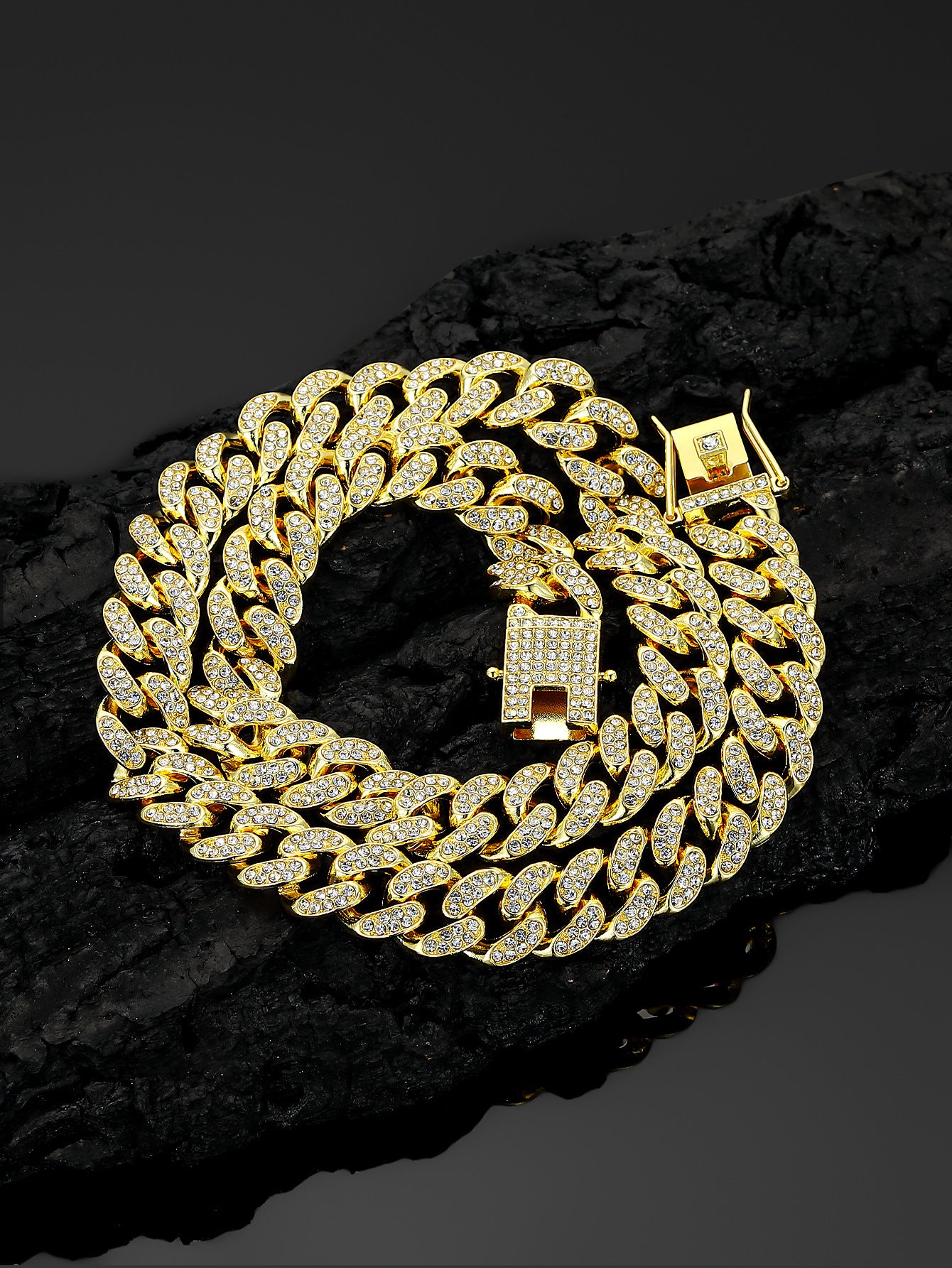 13mm Cuban Chain High-Quality Alloy Inlaid Diamond Necklace Unisex Bracelet European and American Hip-Hop Jewelry
