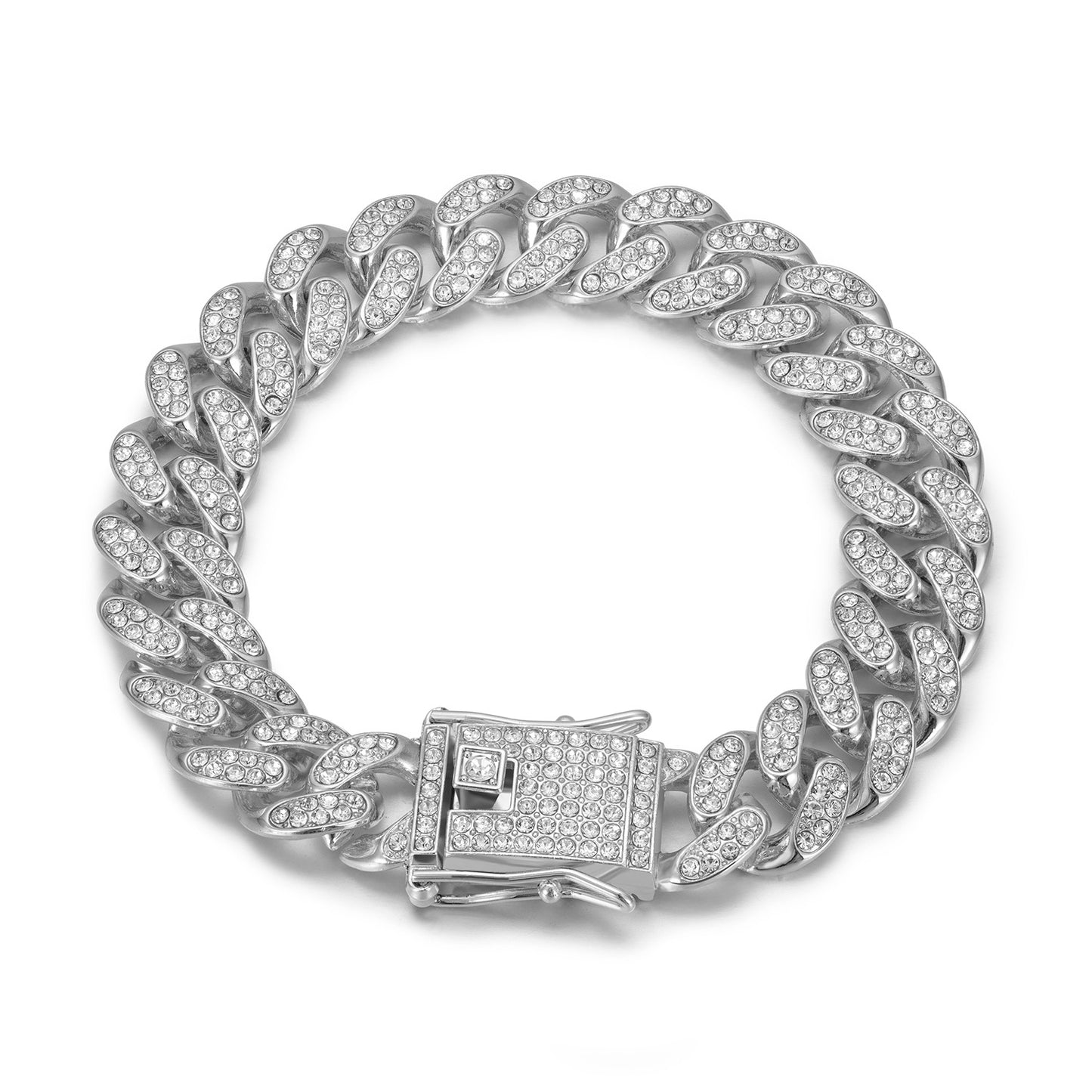 13mm Cuban Chain High-Quality Alloy Inlaid Diamond Necklace Unisex Bracelet European and American Hip-Hop Jewelry