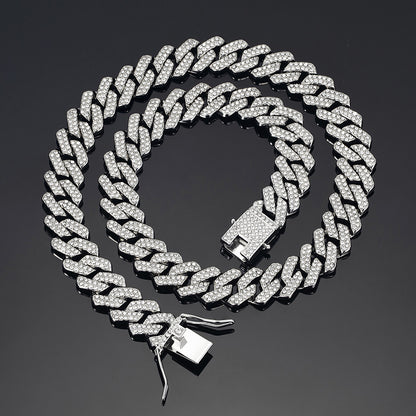 14mm Diamond Cuban Link High Quality Zinc Alloy Necklace Unisex HipHop