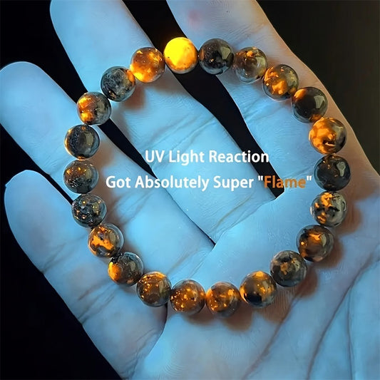 Natural Fire Agate Bead Bracelet 6 8 10mm Men Hip Hop Punk Style
