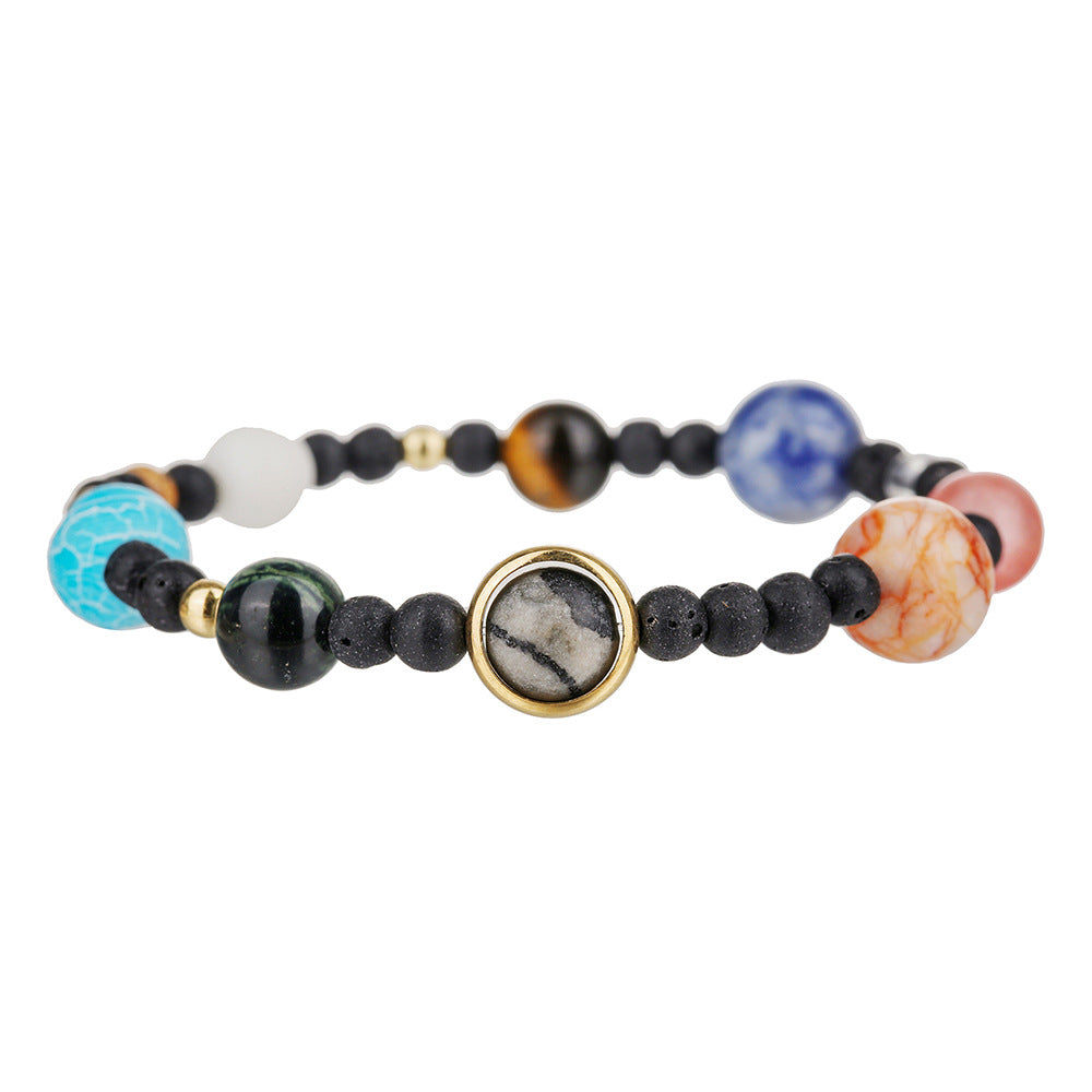 Cosmic Planet Elastic Bracelet Couple Galaxy Volcanic Beads