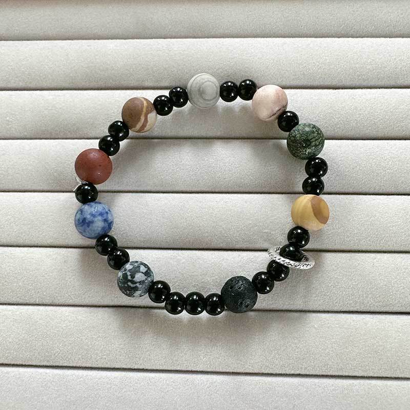 Cosmic Planet Elastic Bracelet Couple Galaxy Volcanic Beads