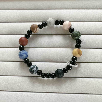 Cosmic Planet Elastic Bracelet Couple Galaxy Volcanic Beads