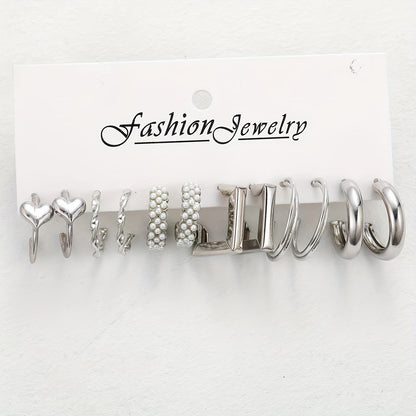 Popular European American Metal Cube Geometric Earrings Set