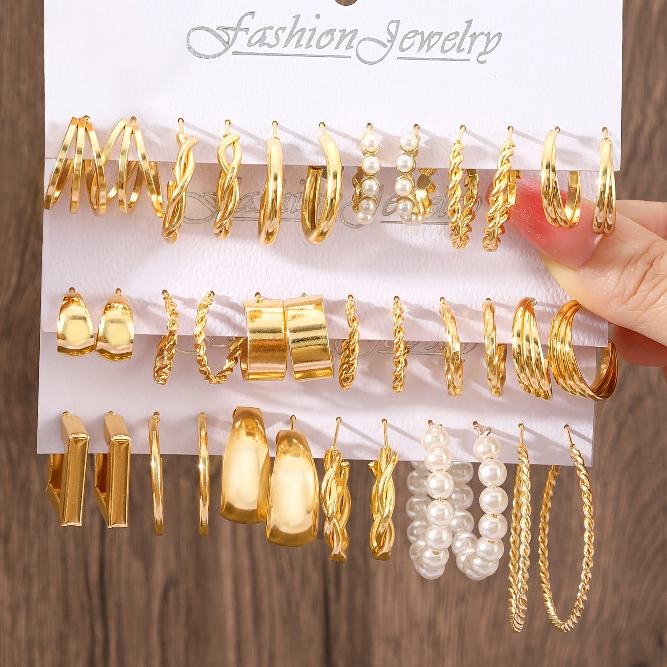 Popular European American Metal Cube Geometric Earrings Set