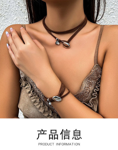 European fashion double layer necklace Korean velvet vintage choker