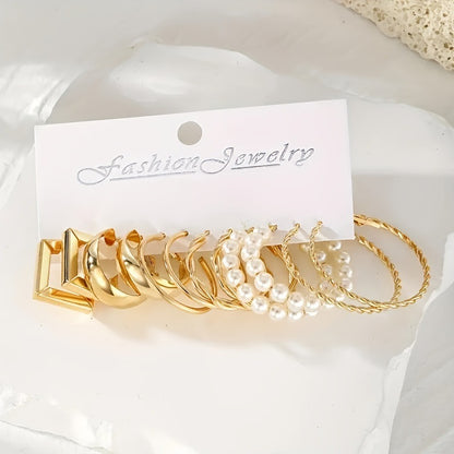 Popular European American Metal Cube Geometric Earrings Set