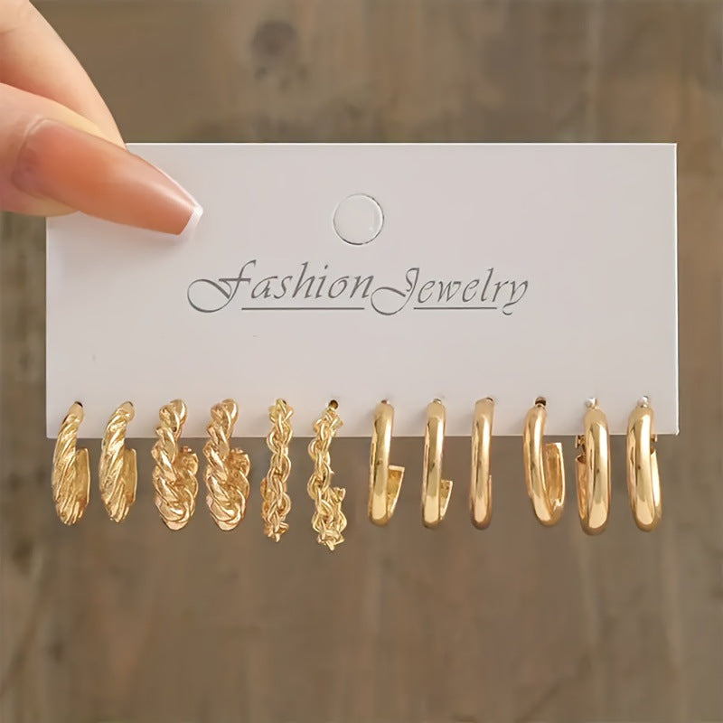 Popular European American Metal Cube Geometric Earrings Set