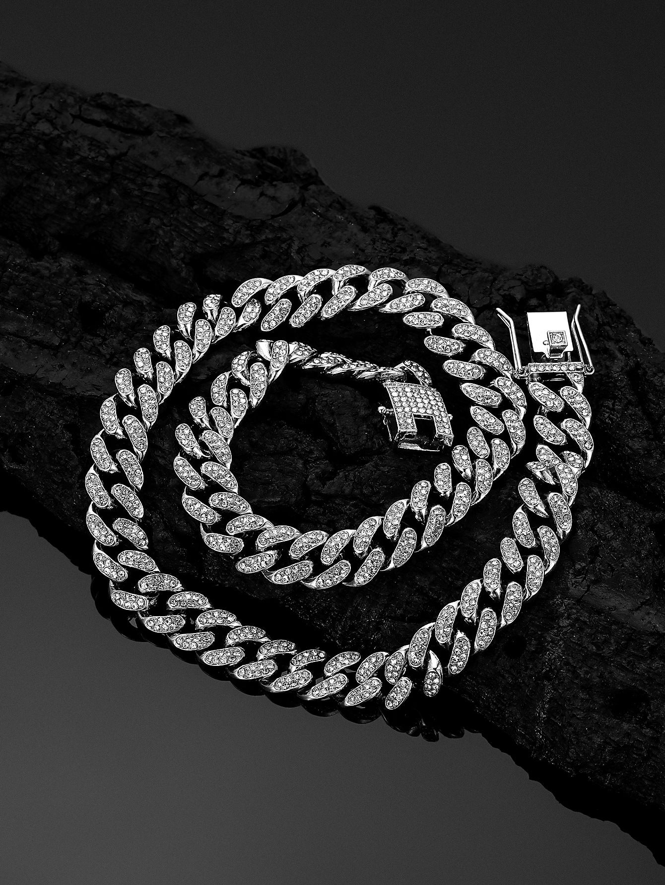 13mm Cuban Chain High-Quality Alloy Inlaid Diamond Necklace Unisex Bracelet European and American Hip-Hop Jewelry