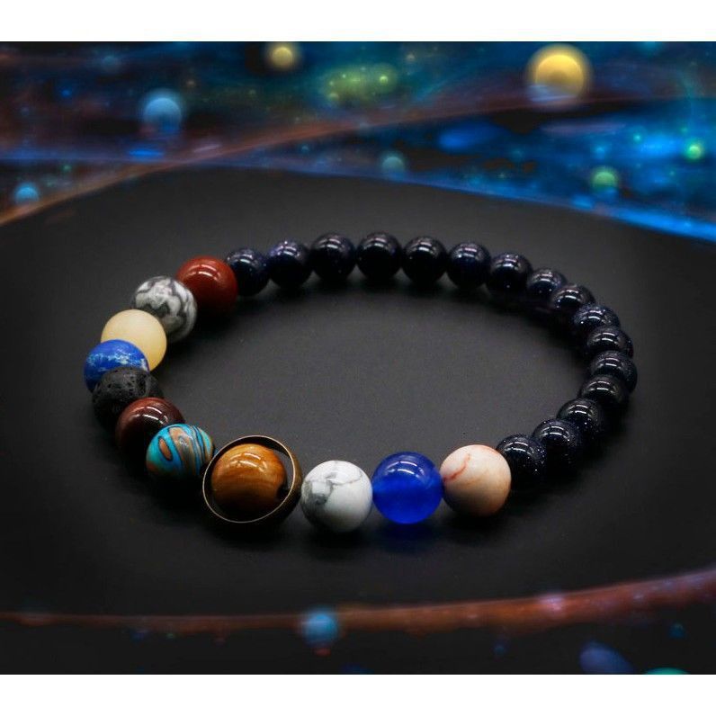 Cosmic Planet Elastic Bracelet Couple Galaxy Volcanic Beads