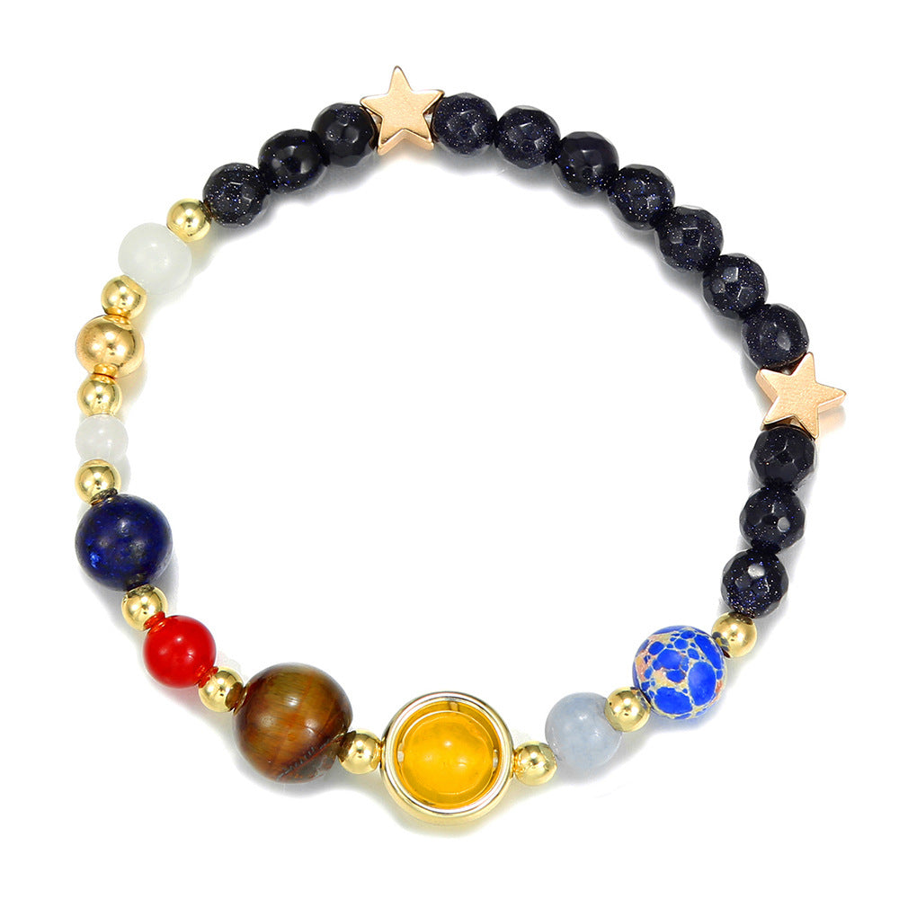 Cosmic Planet Elastic Bracelet Couple Galaxy Volcanic Beads