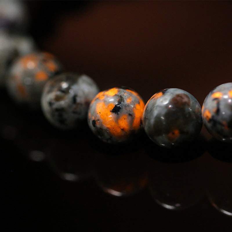 Natural Fire Agate Bead Bracelet 6 8 10mm Men Hip Hop Punk Style