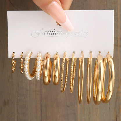 Popular European American Metal Cube Geometric Earrings Set
