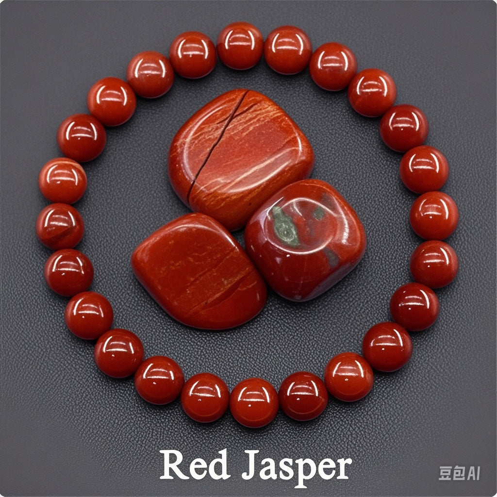 8mm Sunstone Beaded Bracelet Handcrafted Agate Crystal Jewelry