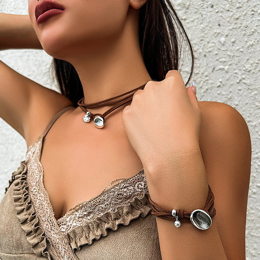 European fashion double layer necklace Korean velvet vintage choker
