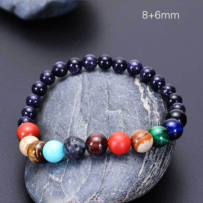 Cosmic Planet Elastic Bracelet Couple Galaxy Volcanic Beads
