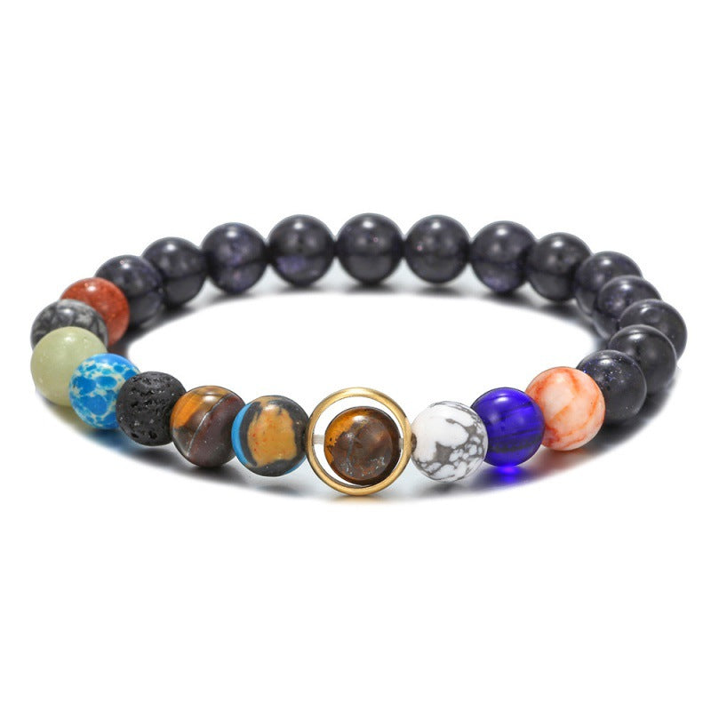Cosmic Planet Elastic Bracelet Couple Galaxy Volcanic Beads