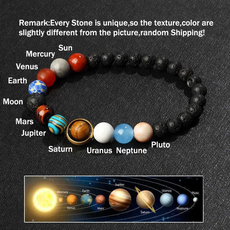 Cosmic Planet Elastic Bracelet Couple Galaxy Volcanic Beads