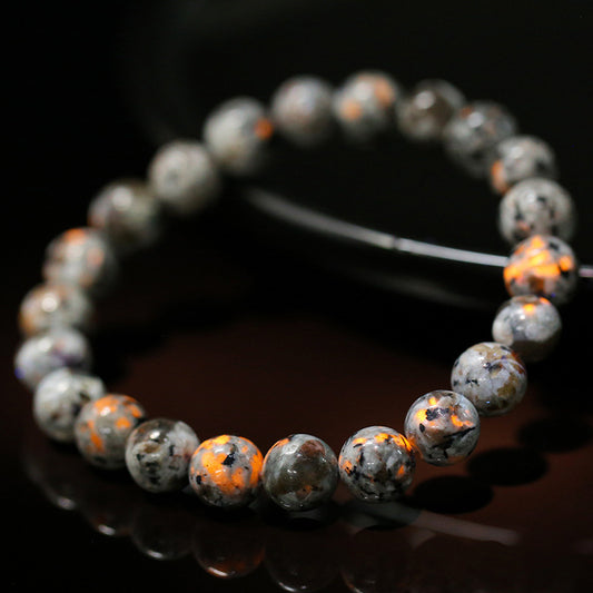 Natural Fire Agate Bead Bracelet 6 8 10mm Men Hip Hop Punk Style