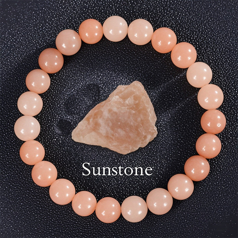 8mm Sunstone Beaded Bracelet Handcrafted Agate Crystal Jewelry