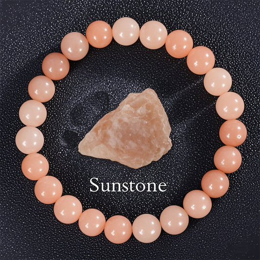 8mm Sunstone Beaded Bracelet Handcrafted Agate Crystal Jewelry