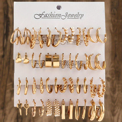 Popular European American Metal Cube Geometric Earrings Set
