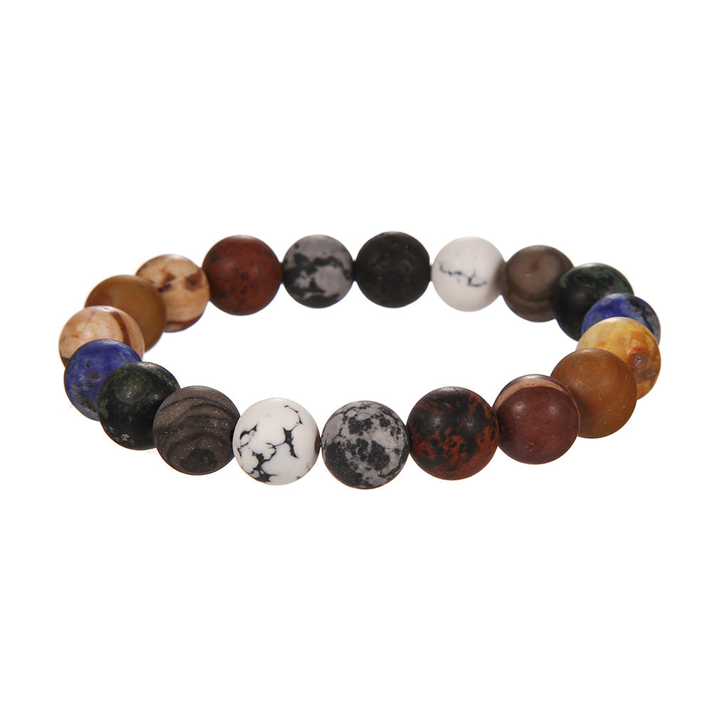 Cosmic Planet Elastic Bracelet Couple Galaxy Volcanic Beads