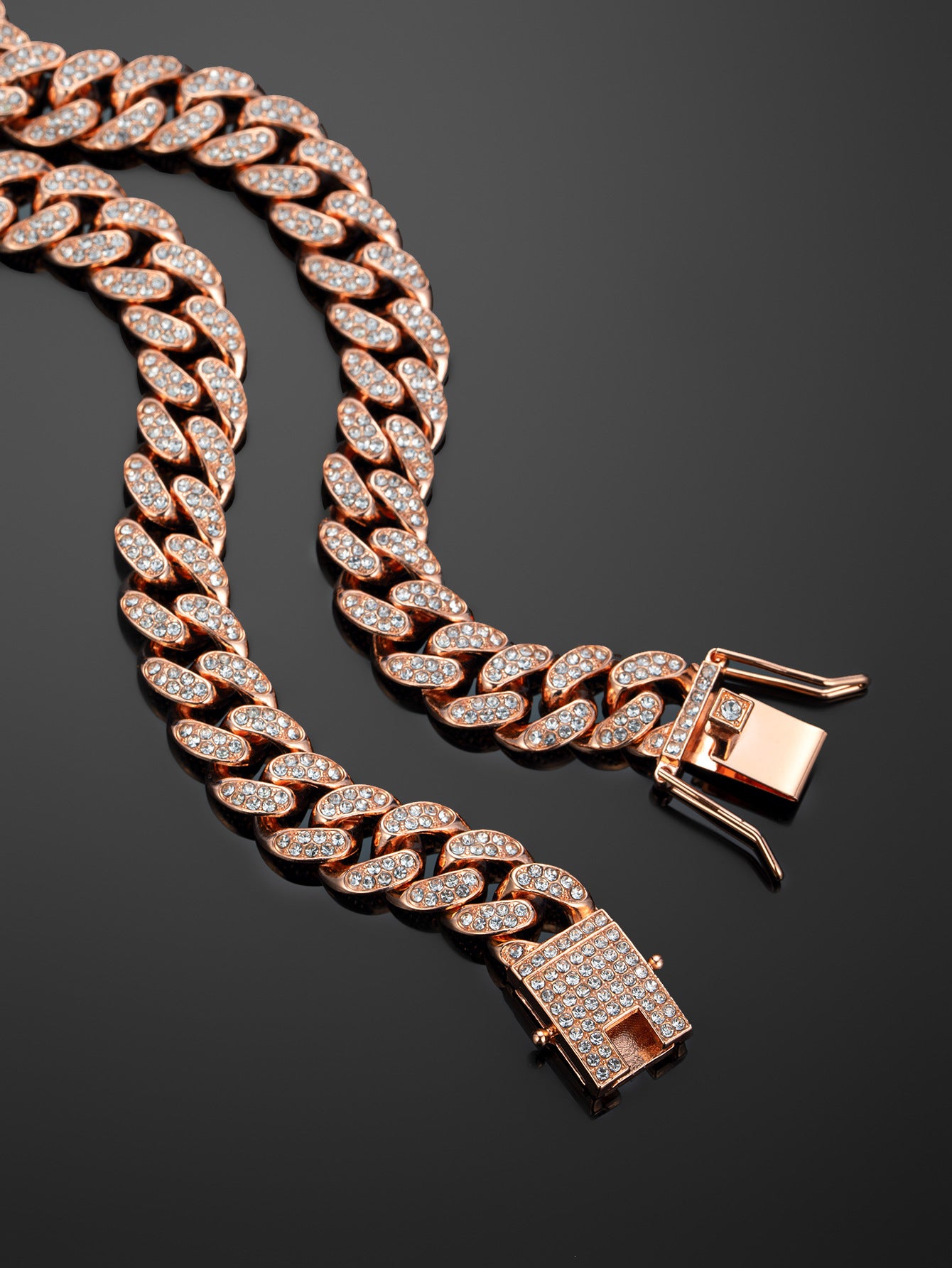 13mm Cuban Chain High-Quality Alloy Inlaid Diamond Necklace Unisex Bracelet European and American Hip-Hop Jewelry